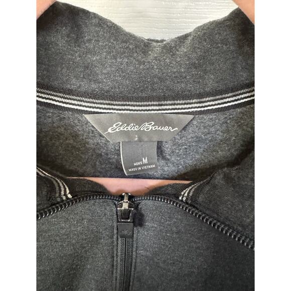 Eddie Bauer Pullover Men's Medium Long Sleeve Sweater Casual 1/4 Zip Gray Winter - Picture 3 of 6